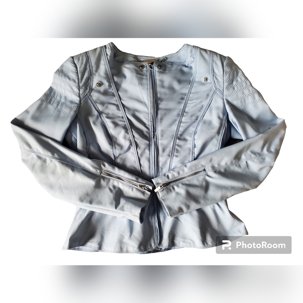 White House Black Market Baby Blue Motor Jacket